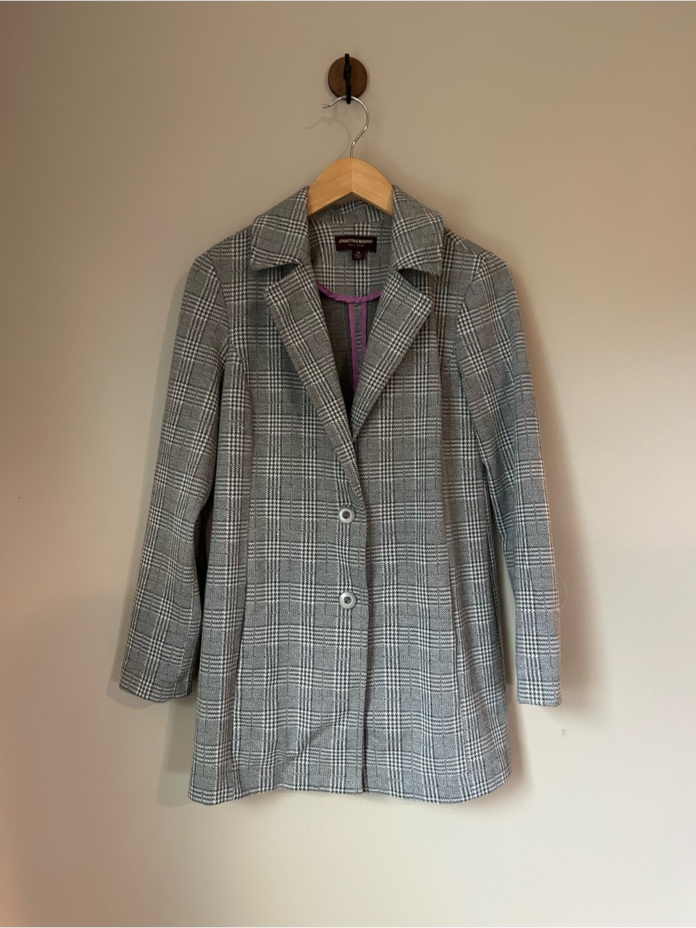 Johnston & Murphy Glen Plaid Knit Blazer XS Gray Prince of Wales